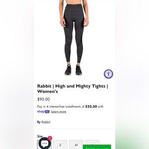 Women’s Rabbit High and Mighty Running Tight Size Small (Black Charcoal)